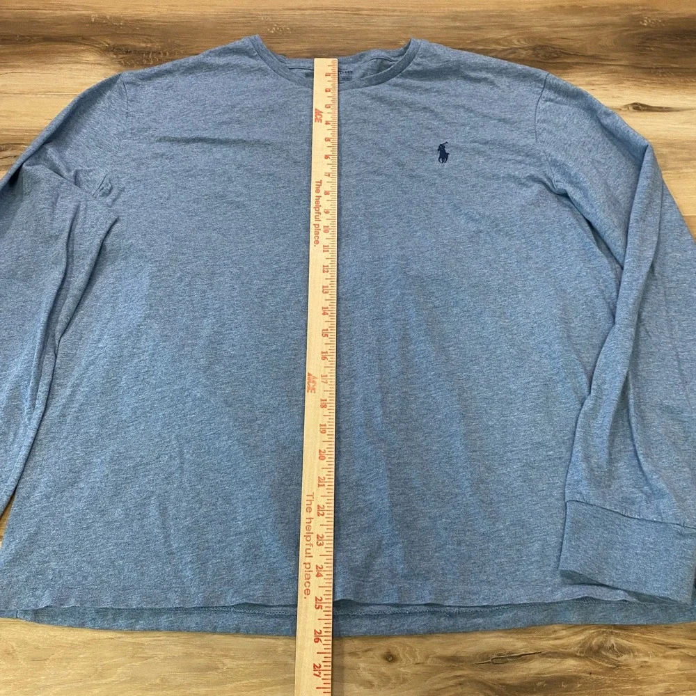 Polo Ralph Lauren Long Sleeve Shirt XL Blue Heather Cotton Crew Neck Tee